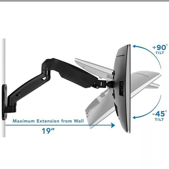 Mount-It! Height Adjustable Monitor Wall Mount Arm for 13"-32" Monitors MI-765 - Picture 1 of 5